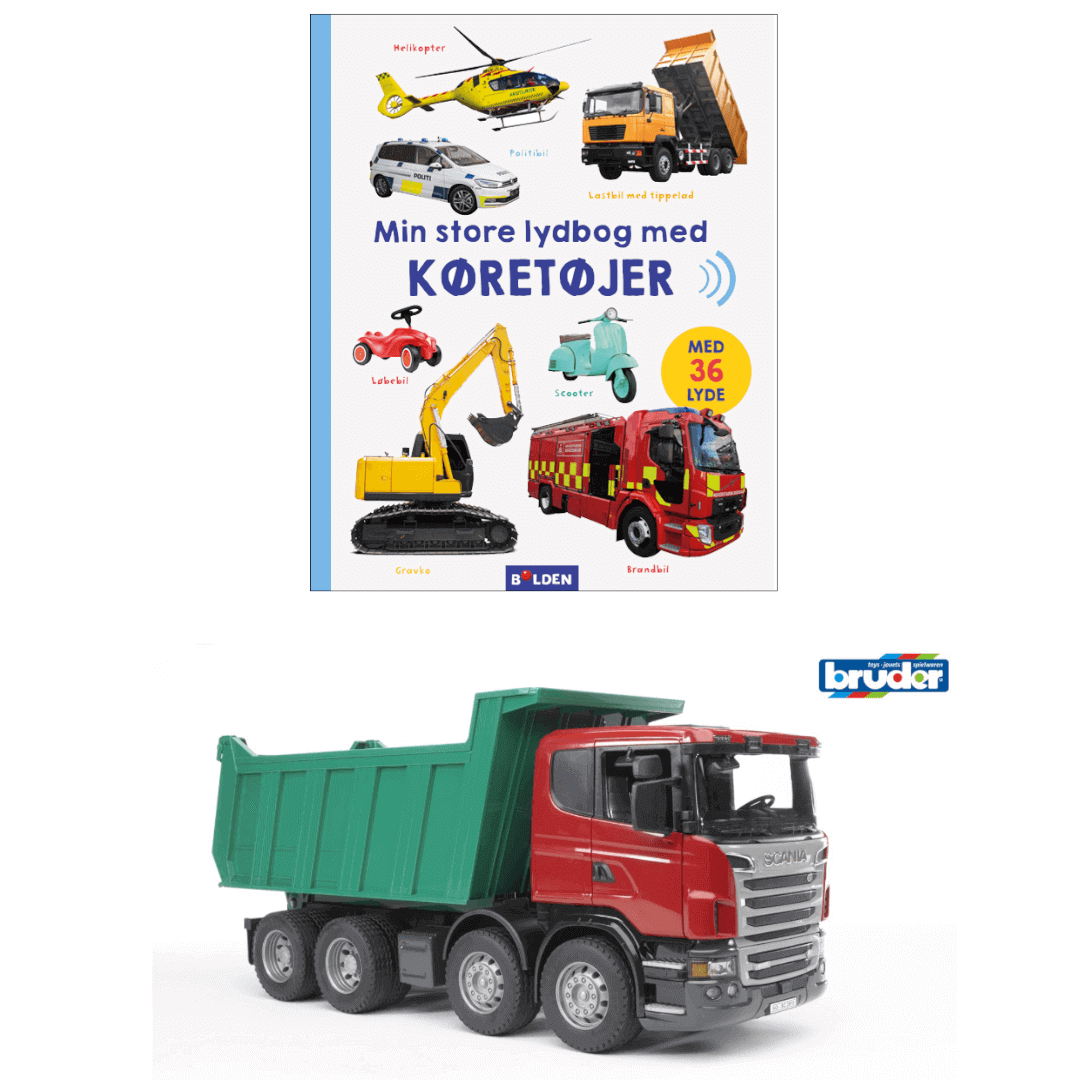 Bruder lastbil med tiplad og bogen min store lydbog med køretøjer - forstå andre gennem rolleleg