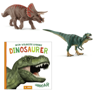 Schleich triceratops Schleich tyranusaurus og bogen min vildeste lydbog dinsourer fra forlaget bolden